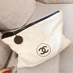 CHANEL White Cosmetic Bag